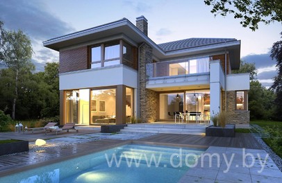 Проект двухэтажного дома с современным фасадом УНИКАЛЬНЫЙ 2