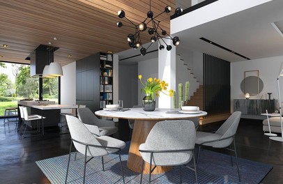 Проект двухэтажного дома с плоской крышей ОТКРЫТЫЙ 2