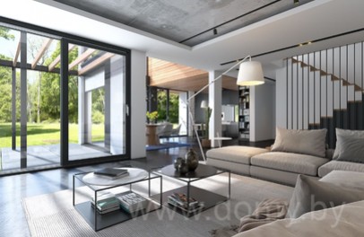 Проект двухэтажного дома с плоской крышей ОТКРЫТЫЙ 2