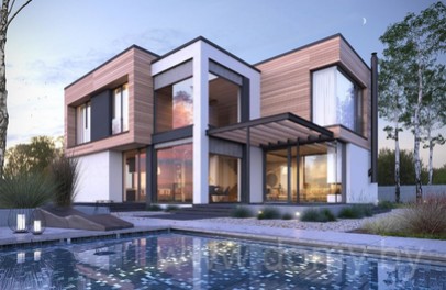 Проект двухэтажного дома с плоской крышей ОТКРЫТЫЙ 2