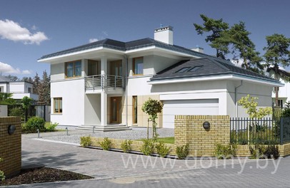 Проект двухэтажного дома с гаражом на 2 авто МАНЕРНЫЙ 2