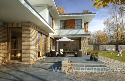 Проект большого двухэтажного дома из кирпича ПРОСТОРНЫЙ