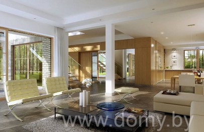 Проект большого двухэтажного дома из кирпича ПРОСТОРНЫЙ